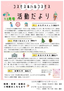 コスモス＆ハルコスモス活動だより 令和7年12月号を発行しました。